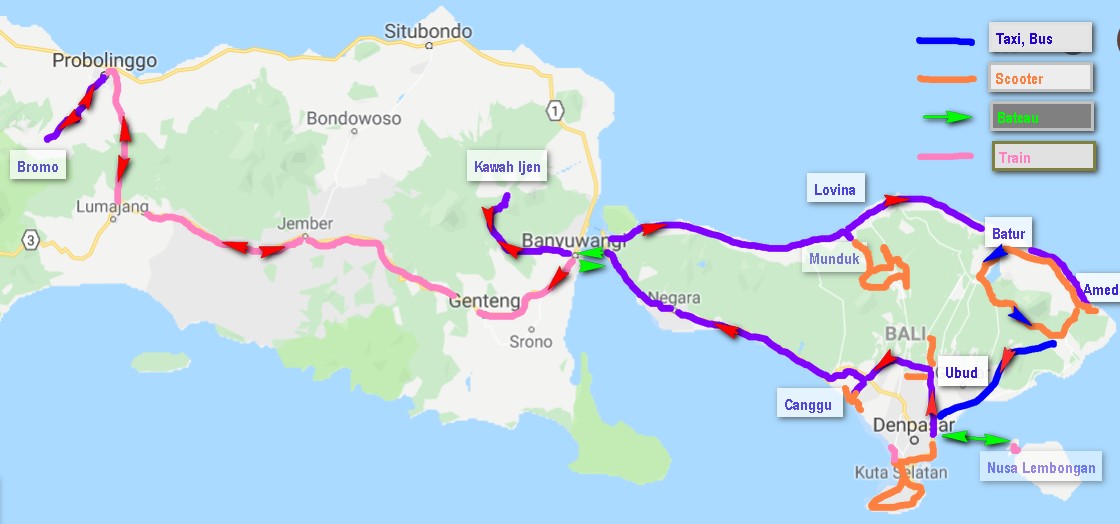 LE PARCOURS sur BALI et JAVA Est – BLOG-TROTTER